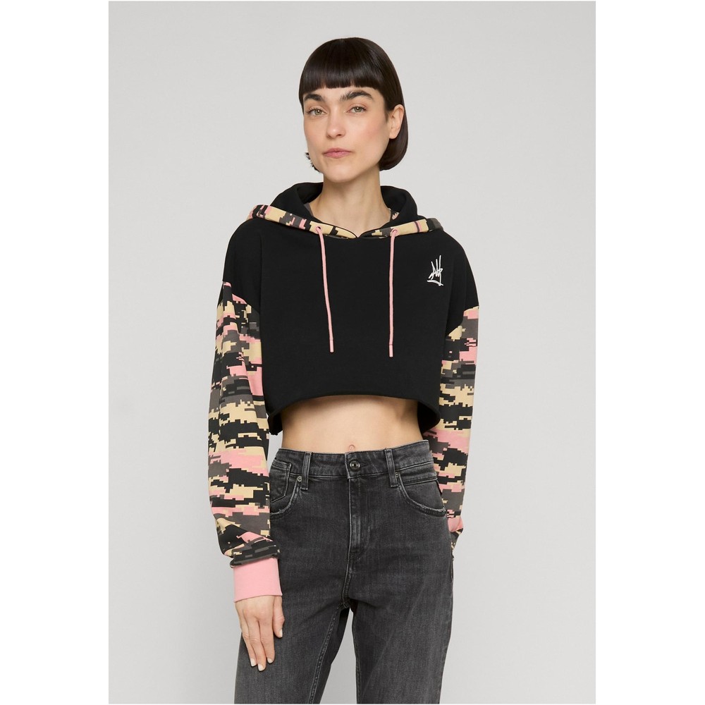 Dangerous DNGRS - Ecstatic Crop Hoodie - Zwart/Roze